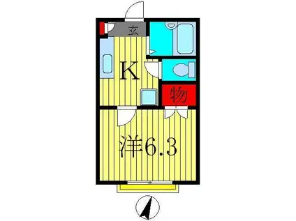 シーダーベルグA(1K/1階)の間取り写真