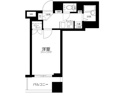 トーシンフェニックス目黒不動前(1K/6階)の間取り写真