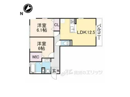 花水木3(2LDK/3階)の間取り写真