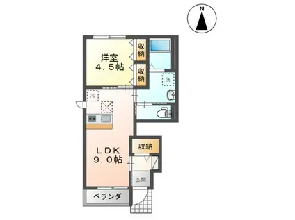 アレイひまわり(1LDK/1階)の間取り写真