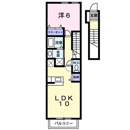 SUNSQUARE新地A(1LDK/2階)の間取り写真