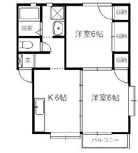 ボヌールII(2DK/1階)の間取り写真