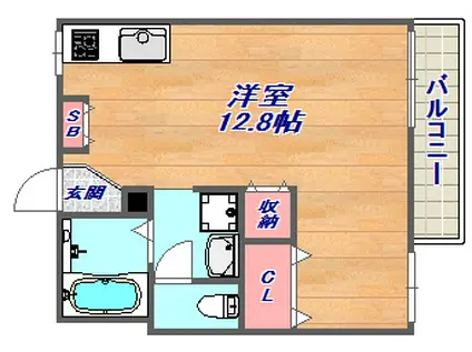 ルミエールモトヤマ(ワンルーム/2階)の間取り写真