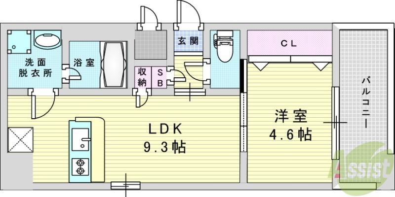 スプランディッド新大阪8(1LDK/11階)の間取り写真