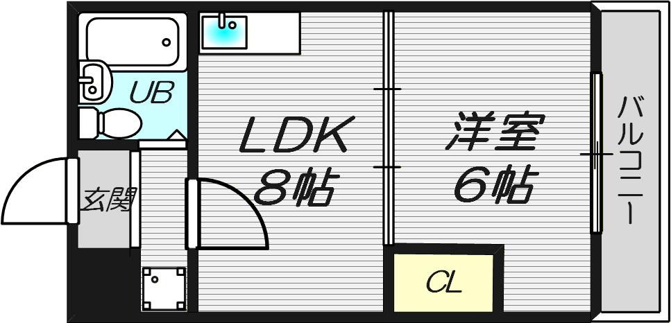 岡本ハイツ(1LDK/3階)の間取り写真