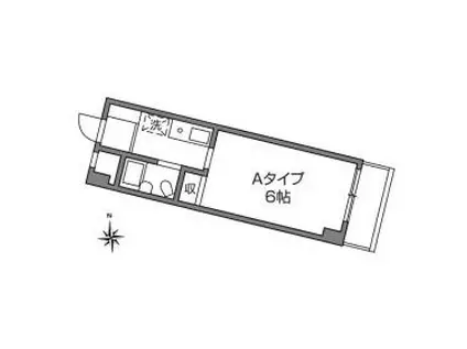ハニーコート向ヶ丘(1K/2階)の間取り写真