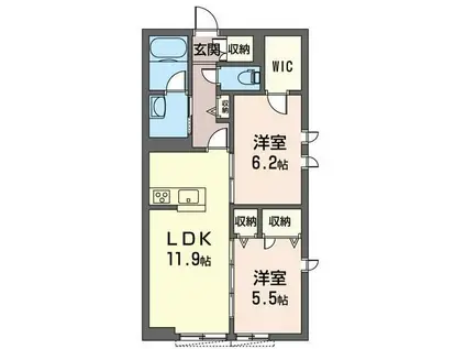 ベルコリーヌ(2LDK/1階)の間取り写真