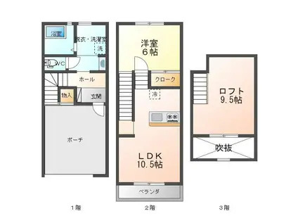 DK鶴崎B(1LDK/1階)の間取り写真
