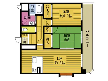 イーストセブンこうしんビル(2LDK/3階)の間取り写真