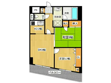 北見3・2ビル(2LDK/2階)の間取り写真