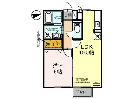 ベルコート木の座(1LDK/2階)の間取り写真