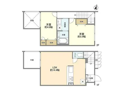 ネモ柿の木坂(2LDK/1階)の間取り写真