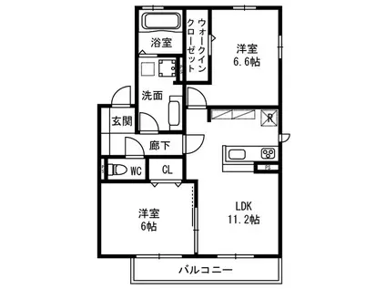 SEJOUR OUEST 住居(2LDK/1階)の間取り写真