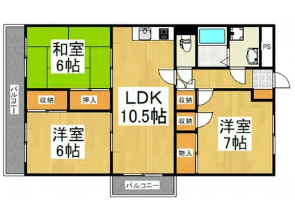 シャルム朝霞(3LDK/9階)の間取り写真
