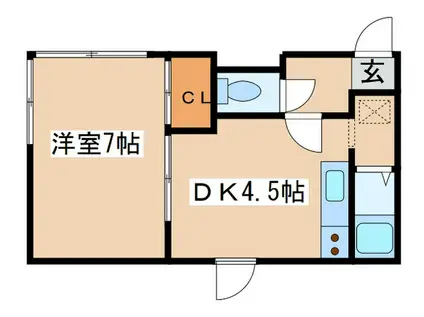 朝日ハウス(1DK/3階)の間取り写真