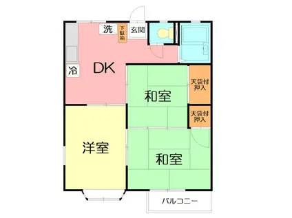 美和コーポ第1(3DK/1階)の間取り写真