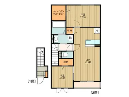 ジュパンスクルート(2LDK/2階)の間取り写真