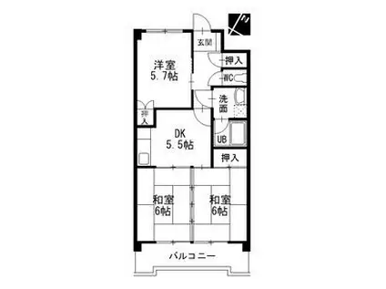 タキマツ第3マンション(3DK/2階)の間取り写真