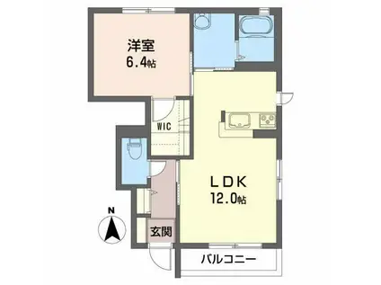 セラディアス(1LDK/1階)の間取り写真