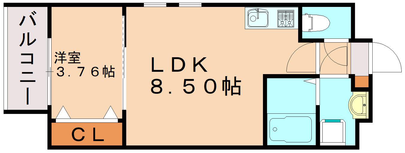 サクラメント久留米(1LDK/2階)の間取り写真