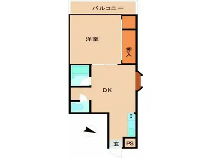 ランバーハイム桜新町(1LDK/4階)の間取り写真