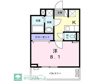 スプレッド与野(1K/3階)の間取り写真