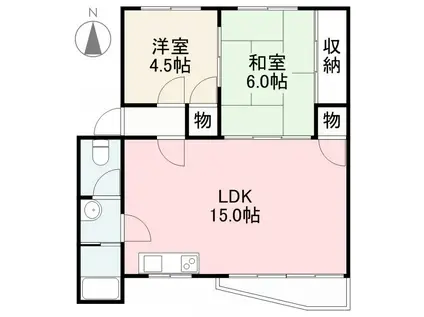 第1コーポ浅田(2LDK/3階)の間取り写真