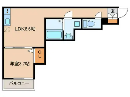 CRECIA 砂津(1LDK/1階)の間取り写真