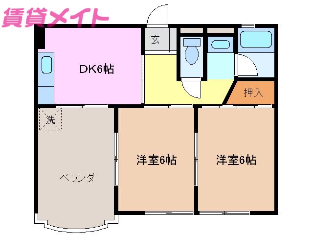 サンローヤル桑名(2DK/5階)の間取り写真