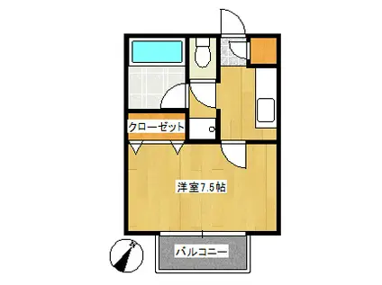 フルール・パークA(1K/2階)の間取り写真