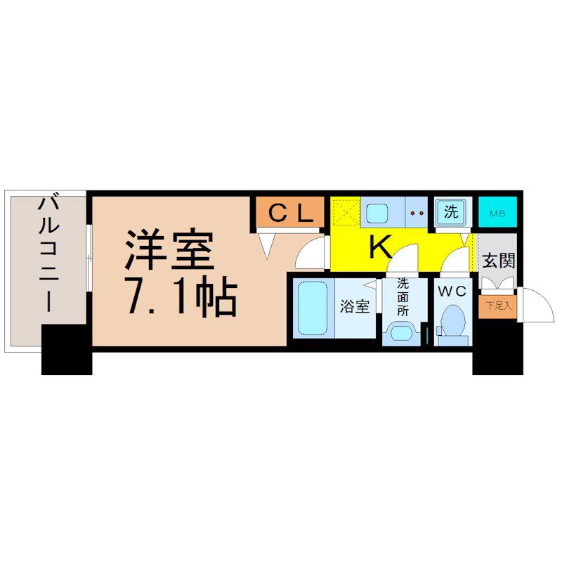 プレサンス大須観音(1K/7階)の間取り写真