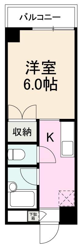 カレッジ・シティハイツ(1K/1階)の間取り写真