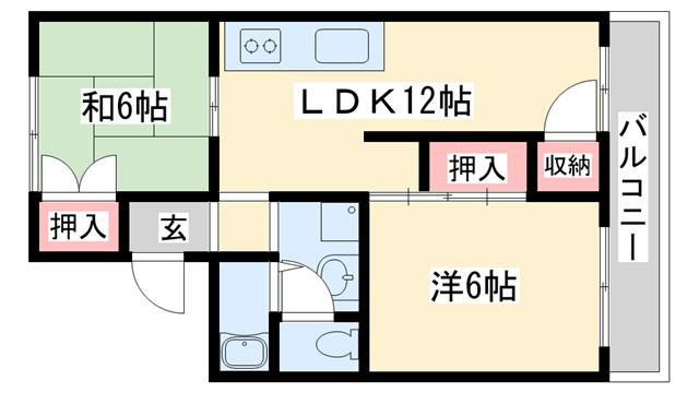 セジュール東加古川(2LDK/2階)の間取り写真