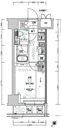 クレストタップ新横浜(1K/2階)の間取り写真