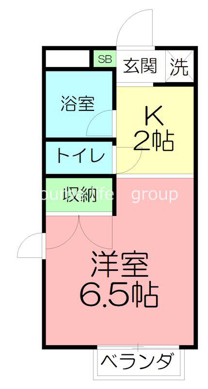グッディハウス(1K/2階)の間取り写真