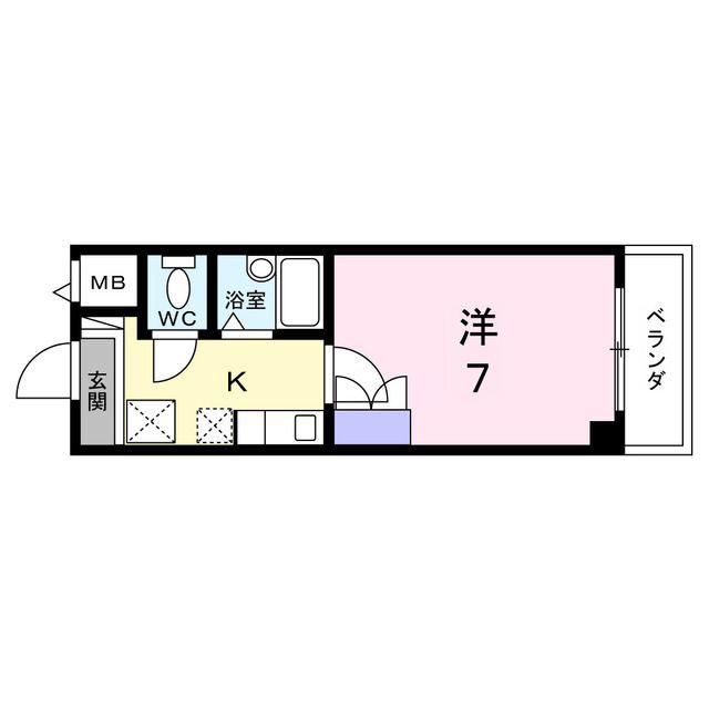 ウエスト PALACE(1K/1階)の間取り写真