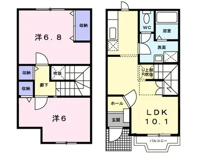 リーヴァ・プレッソB(2LDK/1階)の間取り写真