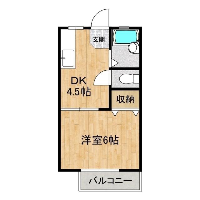 メゾンコウベII(1DK/2階)の間取り写真