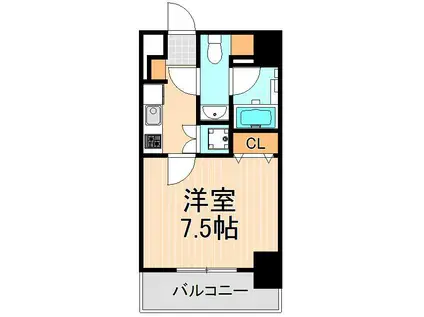 リベルテ上野(1K/6階)の間取り写真