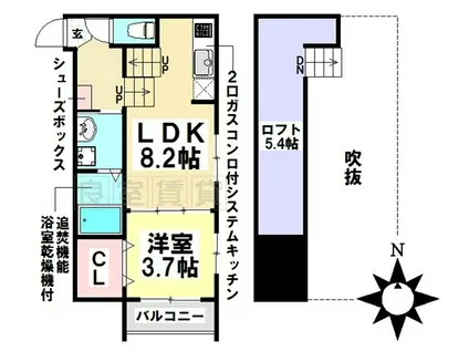ヴィラ 駈上(1LDK/1階)の間取り写真