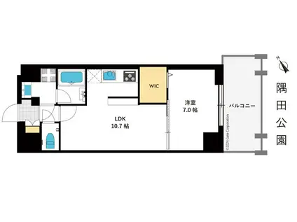 東京マンション(1LDK/9階)の間取り写真