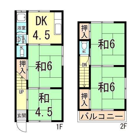 第2蓮池荘(4DK/1階)の間取り写真