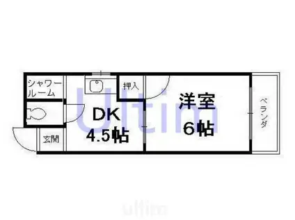 ベルエール桃山A(1DK/4階)の間取り写真