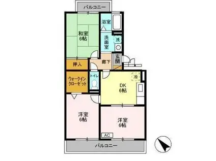 ハイローズ船橋壱番館(3DK/3階)の間取り写真