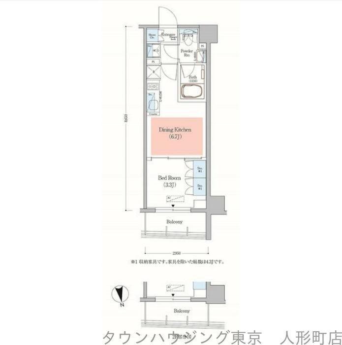 アーバネックス日本橋馬喰町(1DK/10階)の間取り写真
