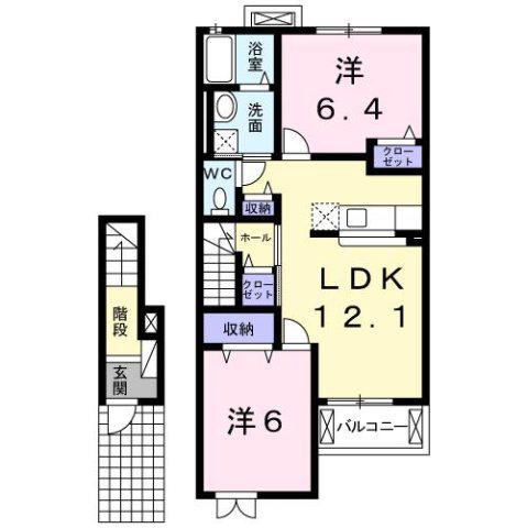 メゾン ボヌ-ルII(2LDK/2階)の間取り写真