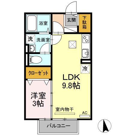 クリエガーデン(1LDK/1階)の間取り写真