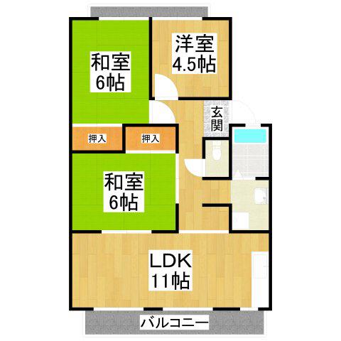 アーバンハイツ錦(3LDK/2階)の間取り写真