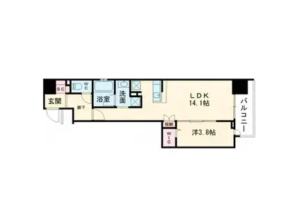 PARK LANE KUJO(1LDK/9階)の間取り写真