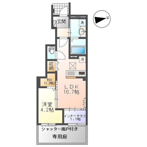 シェリール(1LDK/1階)の間取り写真